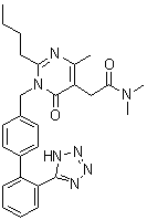 structure of CAS# 178554-19-3, 2-Butyl-1,6-dihydro-N,N,4-trimethyl-6-oxo-1-[[2'-(1H-tetrazol-5-yl)[1,1'-biphenyl]-4-yl]methyl]-5-pyrimidineacetamide