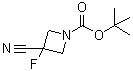 structure of CAS# 1788041-57-5, 3-Cyano-3-fluoro-1-azetidinecarboxylic acid 1,1-dimethylethyl ester