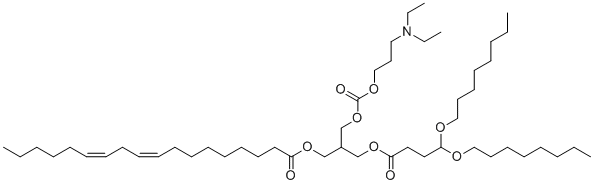 CAS 登录号：1799316-64-5, (9Z,12Z)-3-((4,4-双(辛氧基)丁酰基)氧基)-2-((((3-(二乙基氨基)丙氧基)羰基)氧基)甲基)丙基十八碳-9,12-二烯酸酯