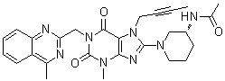 CAS 登录号：1803079-49-3, N-[(3R)-1-[7-(2-丁炔-1-基)-2,3,6,7-四氢-3-甲基-1-[(4-甲基-2-喹唑啉基)甲基]-2,6-二氧代-1H-嘌呤-8-基]-3-哌啶基]乙酰胺