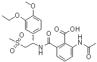 CAS 登录号：1809170-71-5, 2-(乙酰氨基)-6-[[[(1S)-1-(3-乙氧基-4-甲氧基苯基)-2-(甲基磺酰基)乙基]氨基]羰基]苯甲酸