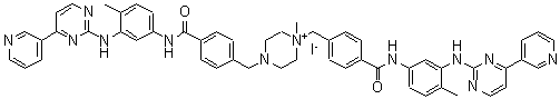 CAS # 1821122-74-0, 1-Methyl-1,4-bis[[4-[[[4-methyl-3-[[4-(3-pyridinyl)-2-pyrimidinyl]amino]phenyl]amino]carbonyl]phenyl]methyl]piperazinium iodide (1:1)