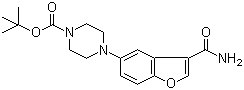 structure of CAS# 183288-44-0, 5-(4-tert-Butoxycarbonyl-1-piperazinyl)benzofuran-2-carboxamide