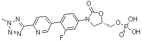 CAS # 1835340-19-6, (5S)-3-[3-Fluoro-4-[6-(2-methyl-2H-tetrazol-5-yl)-3-pyridinyl]phenyl]-5-[(phosphonooxy)methyl]-2-oxazolidinone