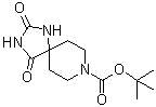 structure of CAS# 183673-70-3, 2,4-Dioxo-1,3,8-triazaspiro[4.5]decane-8-carboxylic acid tert-butyl ester