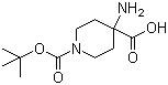 structure of CAS# 183673-71-4, 1-Boc-4-aminopiperidine-4-carboxylic acid