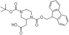 structure of CAS# 183742-34-9, 4-Boc-1-Fmoc-2-Piperazine acetic acid