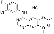structure of CAS# 184475-70-5, 4-(3-Chloro-4-fluorophenylamino)-7-methoxyquinazolin-6-yl acetate hydrochloride