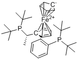 (S)-1-[(S)-1-(二叔丁基膦基)乙基]-2-[2-(二叔丁基膦基)苯基]二茂铁分子结构 (CAS 1854067-71-2)