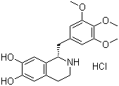 CAS 登录号：18559-59-6, 盐酸特美奎诺, (S)-1,2,3,4-四氢-1-[(3,4,5-三甲氧基苯基)甲基]-6,7-异喹啉二醇盐酸盐