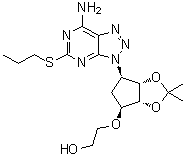 CAS # 1858267-99-8, 2-[[(3aR,4S,6R,6aS)-6-[7-Amino-5-(propylthio)-3H-1,2,3-triazolo[4,5-d]pyrimidin-3-yl]tetrahydro-2,2-dimethyl-4H-cyclopenta-1,3-dioxol-4-yl]oxy]ethanol