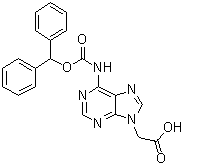 structure of CAS# 186046-80-0, 6-[[(二苯基甲氧基)羰基]氨基]-9H-嘌呤-9-乙酸