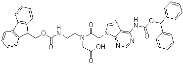 N-[[6-[[(Diphenylmethoxy)carbonyl]amino]-9H-purin-9-yl]acetyl]-N-[2-[[(9H-fluoren-9-ylmethoxy)carbonyl]amino]ethyl]glycine molecular structure (CAS 186046-82-2)