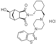 CAS # 186204-32-0, (3aR,4S,5R,7S,7aS)-rel-2-[[(1R,2R)-2-[[4-(1,2-Benzisothiazol-3-yl)-1-piperazinyl]methyl]cyclohexyl]methyl]hexahydro-5-hydroxy-4,7-methano-1H-isoindole-1,3(2H)-dione hydrochloride (1:1)