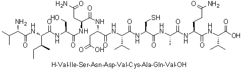 L-Valyl-L-isoleucyl-L-seryl-L-asparaginyl-L-alpha-aspartyl-L-valyl-L-cysteinyl-L-alanyl-L-glutaminyl-L-valine molecular structure (CAS 188191-49-3)