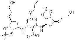 CAS # 1882095-50-2, 2-(((3aR,4S,6R,6aS)-6-((6-(((3aS,4R,6S,6aS)-6-(2-Hydroxyethoxy)-2,2-dimethyltetrahydro-3aH-cyclopenta[d][1,3]dioxol-4-yl)amino)-5-nitro-2-(propylthio)pyrimidin-4-yl)amino)-2,2-dimethyltetrahydro-3aH-cyclopenta[d][1,3]dioxol-4-yl)oxy)ethanol