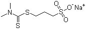 structure of CAS# 18880-36-9, Sodium 3-[[(dimethylamino)thioxomethyl]thio]propanesulphonate