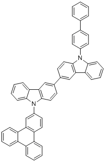 structure of CAS# 1888438-11-6, 9-([1,1'-Biphenyl]-4-yl)-9'-(triphenylen-2-yl)-9H,9'H-3,3'-bicarbazole