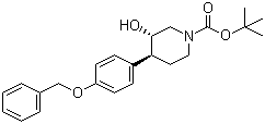 trans-3-Hydroxy-4-[4-(phenylmethoxy)phenyl]-1-piperidinecarboxylic acid tert-butyl ester molecular structure (CAS 188867-89-2)