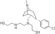 CAS # 189950-11-6, Tropantiol, 2-[[2-[[[(1R,2R,3S,5S)-3-(4-Chlorophenyl)-8-methyl-8-azabicyclo[3.2.1]oct-2-yl]methyl](2-mercaptoethyl)amino]ethyl]amino]ethanethiol
