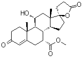 structure of CAS# 192704-56-6, 11alpha-Hydroxy-7alpha-(methoxycarbonyl)-3-oxopregn-4-ene-21,17alpha-carbolactone
