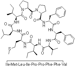 CAS # 193139-41-2, Linus cyclopeptide, Cyclo(L-isoleucyl-L-methionyl-L-leucyl-L-isoleucyl-L-prolyl-L-prolyl-L-phenylalanyl-L-phenylalanyl-L-valyl)