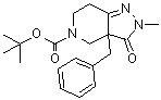 structure of CAS# 193274-02-1, 2,3,3a,4,6,7-Hexahydro-2-methyl-3-oxo-3a-(phenylmethyl)-5H-pyrazolo[4,3-c]pyridine-5-carboxylic acid 1,1-dimethylethyl ester