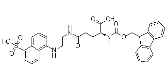 structure of CAS# 193475-66-0, N2-[(9H-Fluoren-9-ylmethoxy)carbonyl]-N-[2-[(5-sulfo-1-naphthalenyl)amino]ethyl]-L-glutamine