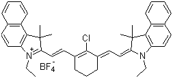 CAS # 193687-63-7, 2-[2-[2-Chloro-3-[2-(3-ethyl-1,3-dihydro-1,1-dimethyl-2H-benz[e]indol-2-ylidene)ethylidene]-1-cyclohexen-1-yl]ethenyl]-3-ethyl-1,1-dimethyl-1H-benz[e]indolium tetrafluoroborate(1-)
