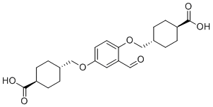 CAS # 1943744-56-6, 4,4'-[(2-Formy-1,4-phenylene)bis(oxymethylene)]bis-cyclohexane carboxylic acid, (trans,trans)-4,4'-[(2-Formyl-1,4-phenylene)bis(oxymethylene)]bis[cyclohexanecarboxylic acid],SCHEMBL18873429,SCHEMBL18873592