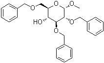 structure of CAS# 19488-48-3, Methyl 2,3,6-tri-O-benzyl-alpha-D-glucopyranoside