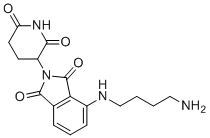 CAS # 1957236-34-8, Pomalidomide-C4-NH2, 4-(4-aminobutylamino)-2-(2,6-dioxopiperidin-3-yl)isoindole-1,3-dione