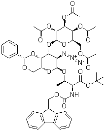 CAS 登录号：195976-08-0, O-[2-叠氮基-2-脱氧-4,6-O-[(S)-苯基亚甲基]-3-O-(2,3,4,6-四-O-乙酰基-beta-D-吡喃半乳糖基)-alpha-D-吡喃半乳糖基]-N-[(9H-芴-9-基甲氧基)羰基]-L-苏氨酸叔丁酯