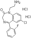 CAS # 19603-97-5, Didesethylflurazepam dihydrochloride, 1-(2-Aminoethyl)-7-chloro-5-(2-fluorophenyl)-1,3-dihydro-2H-1,4-benzodiazepin-2-one dihydrochloride, Ro 7-1986