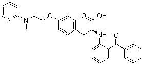 structure of CAS# 196808-24-9, N-(2-Benzoylphenyl)-O-[2-(methyl-2-pyridinylamino)ethyl]-L-tyrosine
