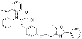 CAS # 196808-45-4, Farglitazar, G1 262570, GI 262570, GI 262570X, N-(2-Benzoylphenyl)-O-[2-(5-methyl-2-phenyl-4-oxazolyl)ethyl]-L-tyrosine