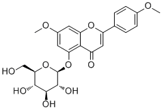 CAS # 197018-71-6, 5-(beta-D-Glucopyranosyloxy)-7-methoxy-2-(4-methoxyphenyl)-4H-1-benzopyran-4-one