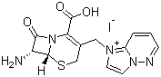 structure of CAS# 197897-11-3, 1-[[(6R,7R)-7-氨基-2-羧基-8-氧代-5-硫杂-1-氮杂二环[4.2.0]辛-2-烯-3-基]甲基]咪唑并[1,2-b]哒嗪鎓碘化物