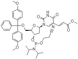CAS 登录号：198080-38-5, 3-[1-[5-O-[二(4-甲氧基苯基)苯基甲基]-3-O-[[二异丙基氨基](2-氰基乙氧基)膦基]-2-脱氧-beta-D-赤式-呋喃戊糖基]-1,2,3,4-四氢-2,4-二氧代-5-嘧啶基]-2-丙烯酸甲酯