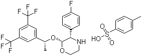 (2R,3S)-2-[(1R)-1-[3,5-双(三氟甲基)苯基]乙氧基]-3-(4-氟苯基)吗啉对苯甲磺酸盐分子结构 (CAS 200000-59-5)
