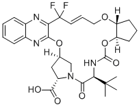 CAS 登录号：2001608-72-4, (3aR,7S,10S,12R,21E,24aR)-7-(1,1-二甲基乙基)-20,20-二氟-2,3,3a,5,6,7,8,11,12,20,23,24a-十二氢-5,8-二氧代-10H-9,12-甲桥-1H-环戊二烯并[18,19][1,10,17,3,6]三氧杂二氮杂环十九碳九烯并[11,12-b]喹喔啉-10-羧酸