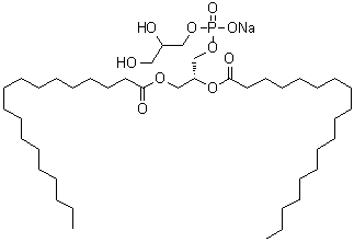 structure of CAS# 200880-42-8, Octadecanoic acid (1R)-1-[[[(2,3-dihydroxypropoxy)hydroxyphosphinyl]oxy]methyl]-1,2-ethanediyl ester monosodium salt