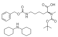 N2-[叔丁氧羰基]-N2-甲基-N6-[苄氧羰基]-L-赖氨酸二环己基铵盐分子结构 (CAS 201002-18-8)