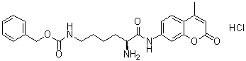 CAS 登录号：201853-27-2, [(5S)-5-氨基-6-[(4-甲基-2-氧代-2H-1-苯并吡喃-7-基)氨基]-6-氧代己基]氨基甲酸苯甲酯单盐酸盐