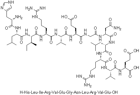 CAS 登录号：202525-97-1, L-组氨酰-L-亮氨酰-L-异亮氨酰-L-精氨酰-L-缬氨酰-L-alpha-谷氨酰甘氨酰-L-天冬氨酰胺酰-L-亮氨酰-L-精氨酰-L-缬氨酰-L-谷氨酸