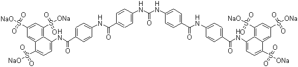 CAS # 202983-32-2, NF 279, 8,8'-[Carbonylbis(imino-4,1-phenylenecarbonylimino-4,1-phenylenecarbonylimino)]bis-1,3,5-naphthalenetrisulfonic acid sodium salt