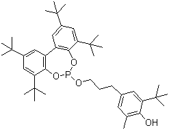 CAS # 203255-81-6, Sumilizer GP, 2-(tert-Butyl)-6-methyl-4-(3-((2,4,8,10-tetrakis(tert-butyl)dibenzo[d,f][1,3,2]dioxaphosphepin-6-yl)oxy)propyl)phenol