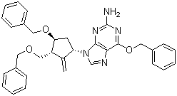 structure of CAS# 204845-95-4, 6-(Benzyloxy)-9-[(1S,3R,4S)-2-methylene-4-(phenylmethoxy)-3-[(phenylmethoxy)methyl]cyclopentyl]-9H-purine-2-amine