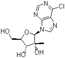 structure of CAS# 205171-05-7, 6-氯-9-(2-C-甲基-beta-D-呋喃核糖基)-9H-嘌呤