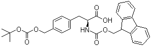 CAS 登录号：205181-69-7, 4-[[[叔丁氧羰基]氧基]甲基]-N-[芴甲氧羰基]-L-苯丙氨酸